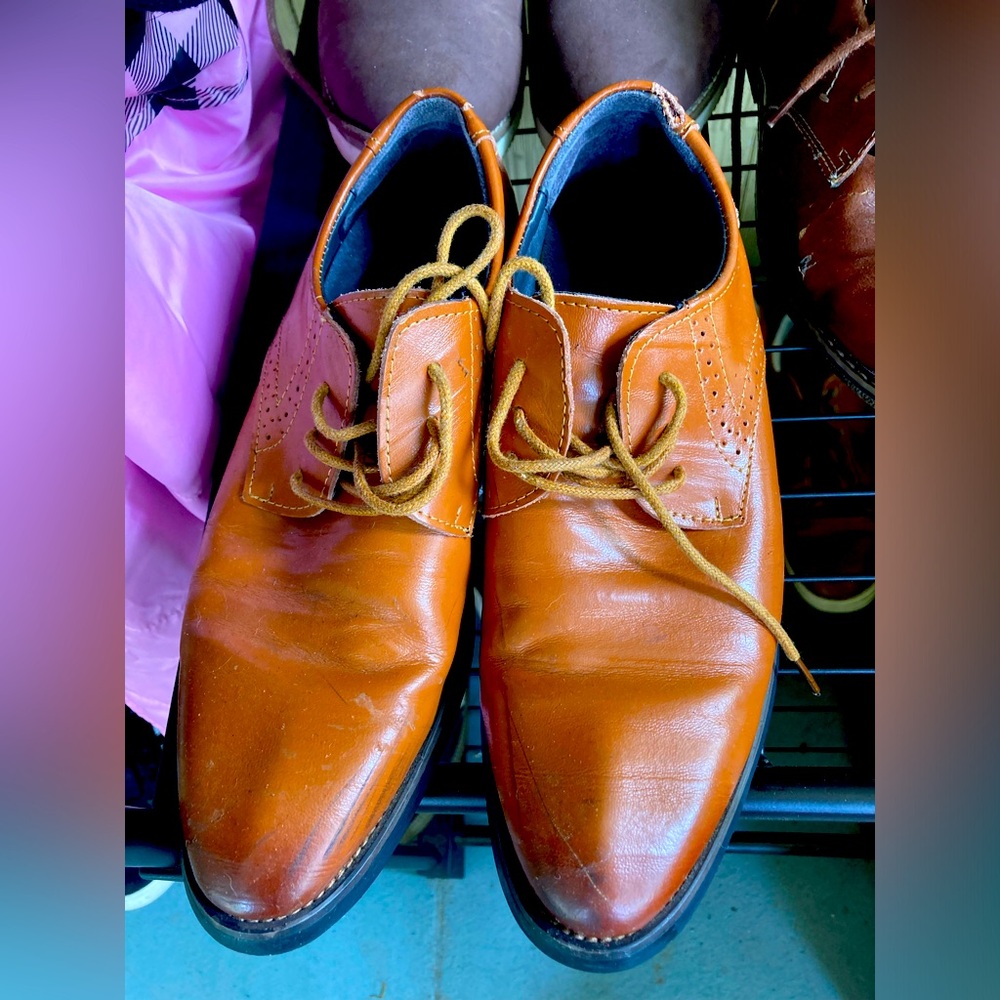 Tomboy toes vegan leather tan ombré dress shoes M6.5, W8.5